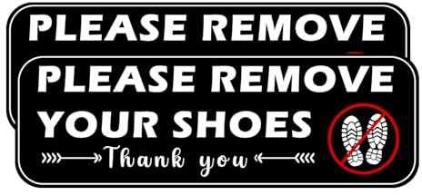 HINGTAI 2 st modern svart akryl inga skor skylt, ta bort dina skor skylt klistermärke för hem, kontor, kaféer och andra platser