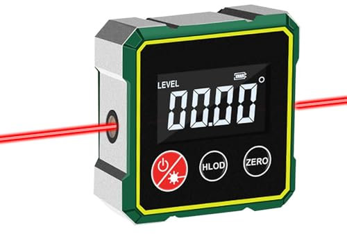 Upgrade 2 in 1 Magnetic Digital Angle Finder with Electronic Laser, Rechargeable 4-Side Magnetic Angle Gauge with Electronic Laser, 360° Waterproof LCD Backlight Protractor Inclinometer