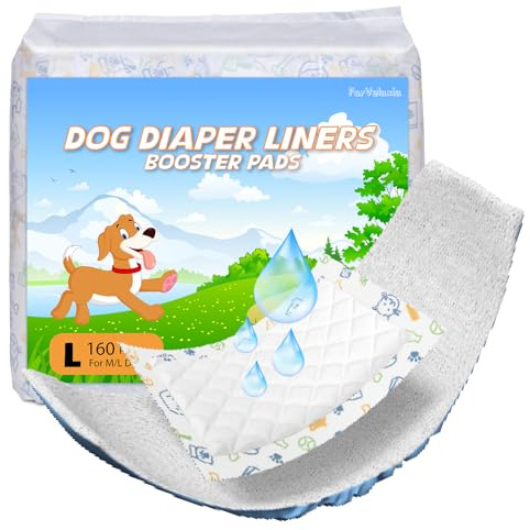FurVeluxia Dog Diaper Liners 100ct, Disposable Dog Diaper Pads Liner Female and Male Super Absorbent Doggie Period Diaper Inserts fit Most Puppy Diapers,Belly Band(Long)