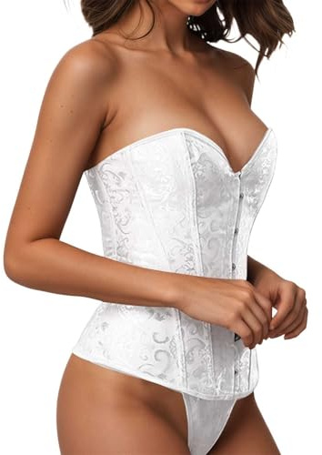 Generisch 2025 Lencería moldeadora para el cuerpo, elegante bustier con corsé para control óptimo de la cintura, perfecto para cualquier ocasión. Falda escocesa de Dirndl, Blanco, M