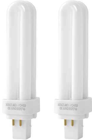 Inajoke 2 Pack 13W G24q-1 Compact Fluorescent Lamp,4 Pin CFL Light Bulb,Warm White 2700K, 850LM 2U Double Tube Energy Saving Lamp AC 220-240V,Non-Dimmable for Bathroom Corridor Home Showroom Kitchen