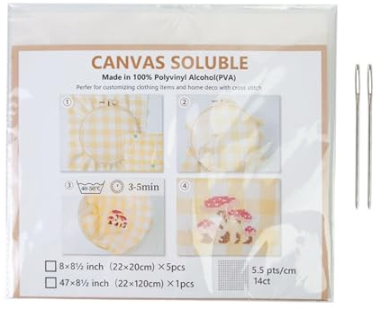 Vattenlöslig broderistabilisator – 22 x 20 cm upplösbar övre film, tvättbar syhjälp, slätt broderiunderlag | För sömnad av skjortor, blommor, bokstäver, väskor, , nybörjarprojekt