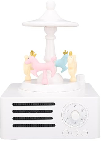 Domary Innovativo Carillon Rotante con Decorazioni per cavalli. Altoparlante Vintage per Piccola Scheda di Memoria Feste in Casa, All'aperto, in Plastica, 6,1 X 4,4 X, Pollici
