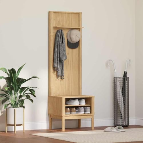 LoogCape Armario Floro de madera maciza de pino de 50 x 40 x 158 cm, con 2 estantes y ganchos, para la entrada del pasillo, para ordenar y almacenar espacio de almacenamiento