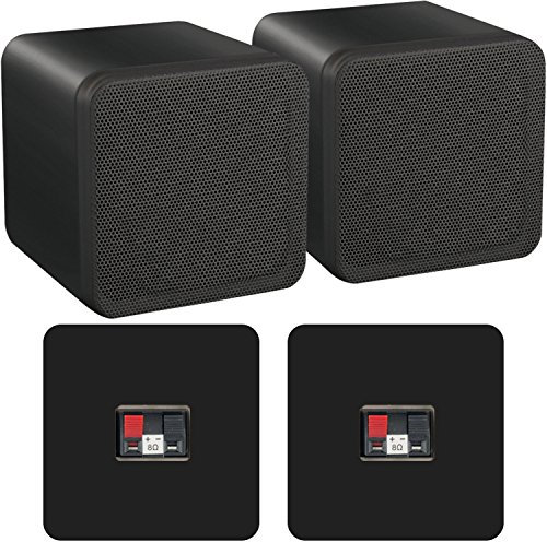 Loops Pair of 4” ABS Bookshelf Speakers - 80W 8Ohm - Black HiFi Surround Sound Home Cinema