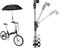 Flexzion Bicycle Umbrella Mount Holder, Swivel Connector Handlebar Frame Stand, Adjustable 2 Section Tube Handle, Outdoor Sports Accessories for 0.67~0.9 inch Handlebar Bike Baby Stroller Wheelchair