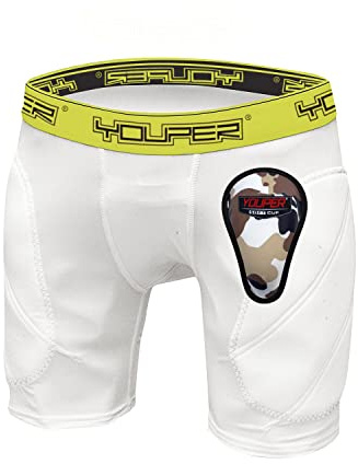 Youper Boys Youth Padded Sliding Shorts with Soft Protective Athletic Cup for Baseball, Football, Lacrosse, Field Hockey, MMA (White, X-Small)