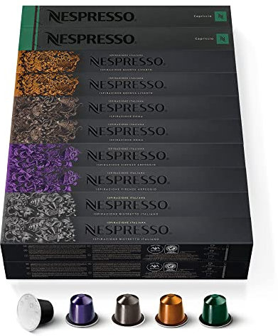 Nespresso Original - Bundle Top Sélection Ispirazione Italiana & Espresso 200 Capsules de café - 40x Ristretto, 40x Arpeggio, 40x Roma, 40x Livanto, 40x Capriccio