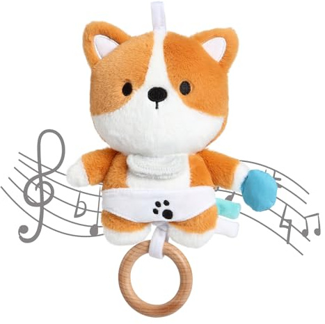 COTTONBEBE Peluche Bébé Renard, Doudou avec Musique Douce, Jouets Musicaux pour Garçons et Filles, pour Poussettes et Berceaux, Cadeau de Naissance Idéal pour Bébé