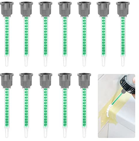 skytowards 12 Stücke Statikmischer Mischerdüsen Mischrohr 2k Kleber Statisches Mischrohr Grün Mischspitzen Mischerspitzen Mischerspitzen Kunststoffkleber 1:1/2:1 Mischertülle für Rohrstrom