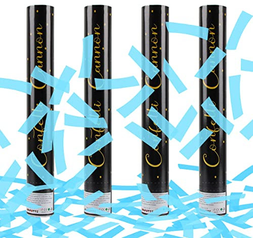 XiXiRan Konfettikanone - 4pcs Klebreispapier Party Popper Set für Geburtstag, Gender Reveal & mehr