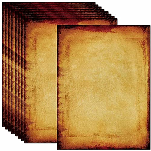 50 DUGUTUL Old Looking Vintage Design Stationery Paper, 8.5 x 11 in, Double Sided, Textured, Printer Friendly for Invitation, Letter, Resume, Award, Diploma, Art, Craft, Certificate (B)