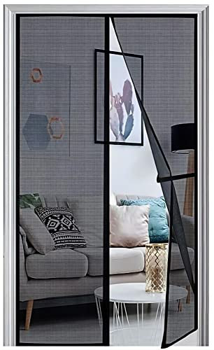 Panngu Magnetic Fly Screen Door 100 x 210 Black, Bugs Out with Doors Screen Curtain, Heavy Duty Screens Doors Nets Keeping Out Flies Bug