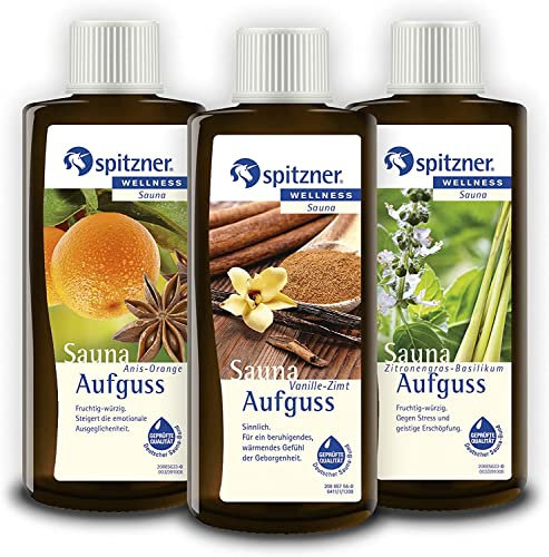 Spitzner Kit d'infusion de sauna dans une boîte cadeau - Orange anis, cannelle et basilic citronnelle (3 x 190 ml)