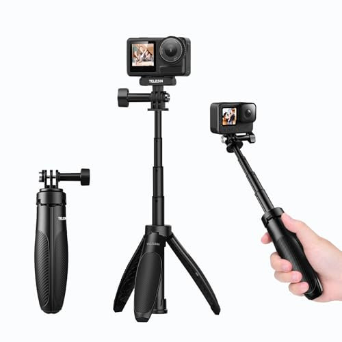 Mini 54cmPerche à Selfie pour Go Pro, trépied rétractable 2 en 1 Selfie Stick pour GoPro Hero 13 12 11 10 9 8, caméra d'action Accessoire compacte, Portable et réglable pour Vlog, Selfie de Voyage