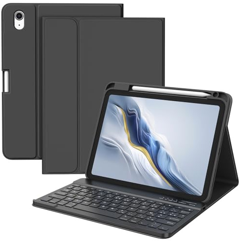 BQSS Coque Clavier pour iPad A16 11 2025/10.9 2022, AZERTY