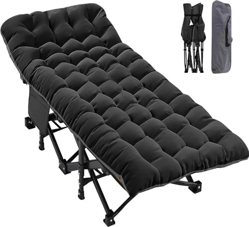 Obqer Oversized Folding Camp Bed with Mattress, Heavy Duty Camping Cot