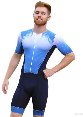 Men's Triathlon Skinsuit - Lightweight Breathable Short Sleeve Full Body Suit Trisuit Triathlon Men XS-3XL, 3, XXXL