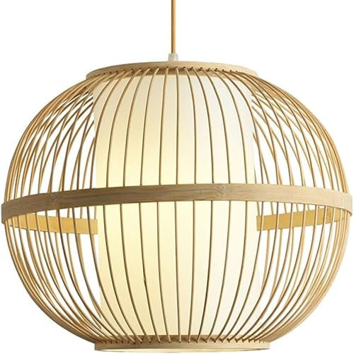 Lampadari in stile cinese Gabbia di bambù Paralume a forma di palla Cesto di vimini fatto a mano in rattan Lampade a sospensione Fai da te Vimini cavo E27 Lampade a sospensione