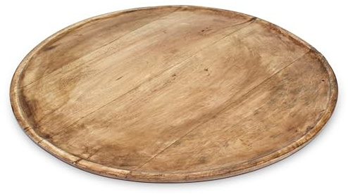 Vassoio da portata in legno di mango naturale, adatto per alimenti, 37 cm, in legno massiccio, rotondo, grande, vassoio da portata per candele, decorazione per Natale, Avvento, matrimonio, decorazione