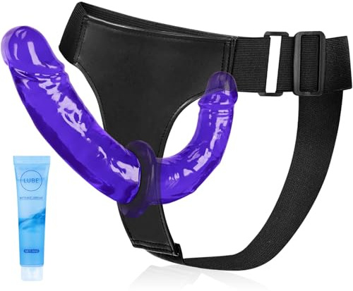 Strap On Dildo Couples Sex Toys with 9.63'' Long Fantasy Double Ended Dildos, Wearable Harness for Women Lesbian Pegging Gay BDSM Roleplay Adult Strap On Dildo
