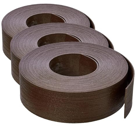 Amazon Basics Lawn Edging Coil Border with 10 Stakes, Landscape Garden Edging 8-cm/3-Inch x 12-m/40-Feet, for Lawns Raised Beds Pathways, Brown (Pack of 3)