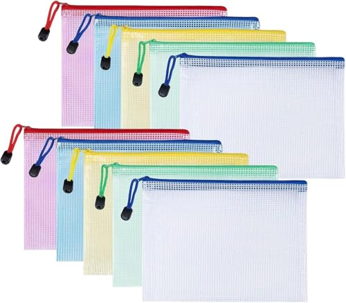 ToqoGeri 10 Pcs Clear Pencil Case for Exams, Large Transparent PVC Pencil Pouches with Zipper for School, Travel & Office Supplies, A6See Through Student Pencil Cases