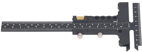 Asixxsix Calibro per Marcatura, Tracciatore per la Lavorazione del Legno in Lega di Alluminio con Risoluzione di 0,05 Mm, Righello per Marcatura a Forma di T con Fermo Personalizzabile per la