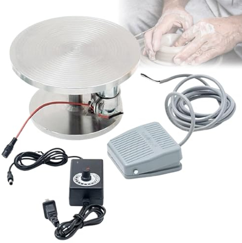 Eiwitany Electric Pottery Wheel with Foot Pedal, Adjustable Speed, Durable Stainless Steel Turntable for Schools, Studios, and Artists