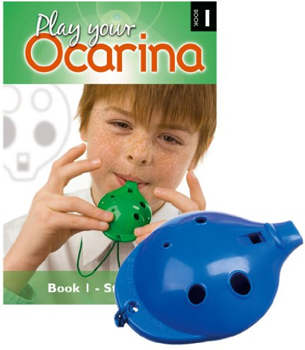 Plastic OCARINA set, Blue 4-hole, with Book 1