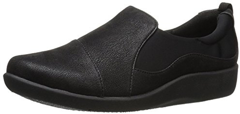 Clarks womens Sillian Paz Slip On Loafer, Black Synthetic Nubuck, 7.5 Wide US