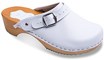 Futuro Fashion® - Zoccoli in Pelle con Suola in Legno Naturale - Unisex - Tinta Unita - Misure dal 36 al 42 - Bianco - 42 EU