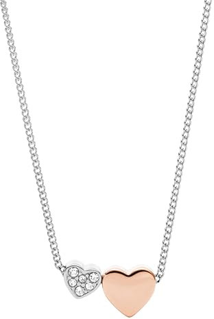 Fossil Halskette Für Frauen Vintage-Motive, 40,6 Cm Länge, 5,1 Cm Verlängerung Silberne Edelstahl-Halskette, JF03097998