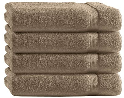 Class Home Collection Frottee Duschtücher 70x140 cm – 4er Set Duschtuch – Besonders weiche & saugfähige Duschtücher aus 100% Baumwolle mit Aufhänger – Beige