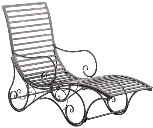 CLP Chaise Longue De Jardin Amiens en Fer Forgée I Bain De Soleil en Métal pour Intérieur Et Extérieur I Transat De Balcon Et Terrasse, Couleur:Bronze