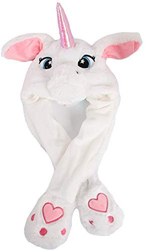 houfujunc Einhorn-Ohr-Hut, Beweglicher Plüsch-Tier-Hut aus Weichem Plüsch für Make-up-Party, Weihnachtsfeier (Weiß)