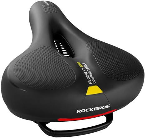 ROCKBROS Sella Bici Comoda in Gel, Sella Ergonomica per MTB Bicicletta, Sellino Morbido Traspirante, Uomo Donna, con Strisce Riflettenti Posteriori, 22 * 26cm, Accessori Bike