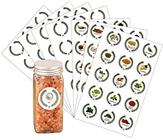 105 Pcs Etiquetas de Tarros de Especias. Juego de 45 con patrones y letras, y 60 en blanco 4 cm español