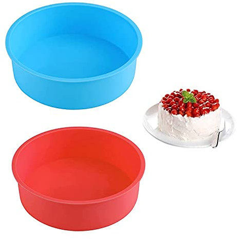 JZK, 2 teglie rotonde in silicone da 20,3 cm, per torte e torte, per compleanno, matrimonio, anniversario, festa