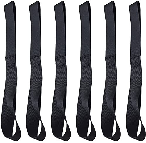 Black Soft Loop Tie Down Straps (6 Pack) 4500Lbs Breaking Strength and 1500Lbs Load Capacity, 12 * 1in Heavy Duty Tie Down Loops for Securing ATV UTV Motorcycles Scooters Dirt bikes Lawn Equipment