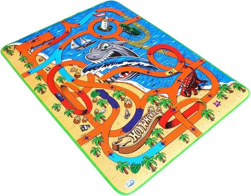 ODS - Hot Wheels, Tappeto Morbido da Gioco per Bambini con Superficie Lavabile. Misure: 90 x 120 cm, Spessore 4 mm. Giochi per Prima Infanzia e Gattonamento.