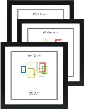 CHELY INTERMARKET MODCI-100 Marco Madera 40x40cm Acabado Elegante Bastidor 1.5cm Estilo Clásico Certificados Decoración Hogar Oficina Color Negro Cuadro Vertical Horizontal Pack 3 Unidades