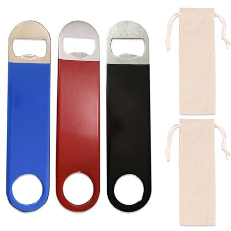 KHIRY Apribottiglie per Birra, 3 Pezzi Apribottiglie Piatto Apribottiglie in Acciaio Inox Apribottiglie da Bar per Cucina Bar Ristorante