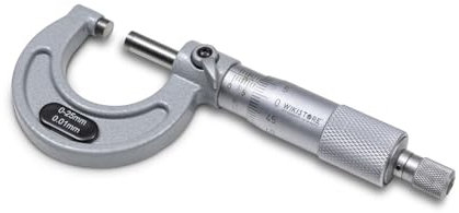 WIKISTORE PROFESSIONELLER MIKROMETER 0-25 mm, Zentesimalmikrometer, Industrielle Präzision mit Aluminiumlegierungsbogen, Reibungssystem und Hebelverriegelung, Präzises Arbeitswerkzeug