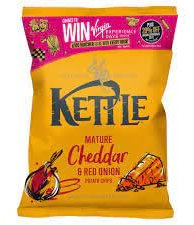 Kettle Potato Chips, Mature Cheddar and Red Onion, 40g Bags (Cheese & Onion) (18 Bags x 40g)