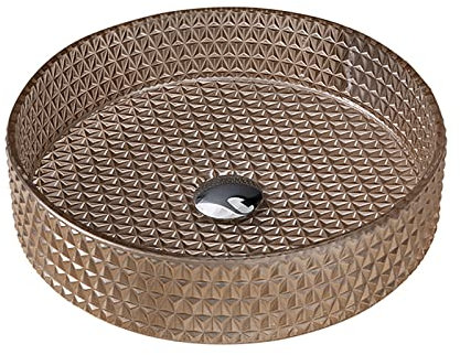 KJSHXYG Badezimmer-Waschbecken, Glas-Waschbecken, über der Theke, zylindrisches, künstlerisches Badezimmer-Waschbecken mit Abfluss-Kombination, 39,6 x 39,6 x 11,9 cm
