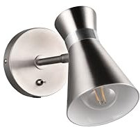 lightling Wandlampe Eduard, Wandspot Strahler, mit Schalter, schwenkbar, IP20 Indoor, exkl. 1 x E27 max. 10W, Höhe 16 cm, Breite 11 cm, Metall, nickel matt