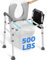 Raised Toilet Seat with Handles, Heavy Duty 500lb Toilet Seat Risers for Seniors, Extra Support Bars for Soft Padded Seat, Adjustable Width & Height Toilet Seat Riser for Disabled, Fit Any Toilet