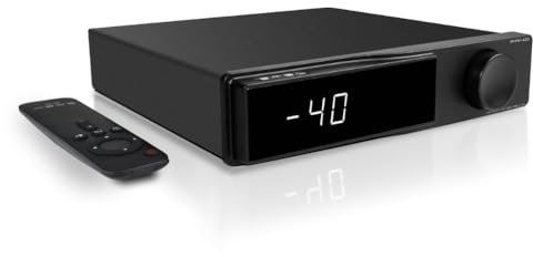 SMSL PA40 Amplificateur Classe D, 165Wx2 Amplificateur stéréo pour Haut-parleurs passifs, avec Puce MA5332/EQ/Contrôle des Basses et des aigus/Alimentation intégrée