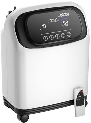 ALLNIS Concentratore di ossigeno da 1 a 8 litri、Fornitura continua di ossigeno al 90% ± 3% 24 ore al giorno, adatto a casa, in ufficio e in viaggio